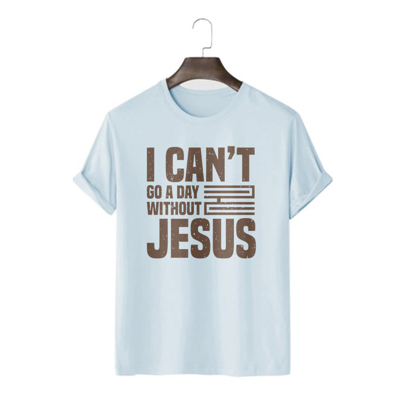 T-shirt à manches courtes Christianartworkshop avec citation « Je ne peux pas passer une journée sans Jésus » - Bleu - 2XL - image 17