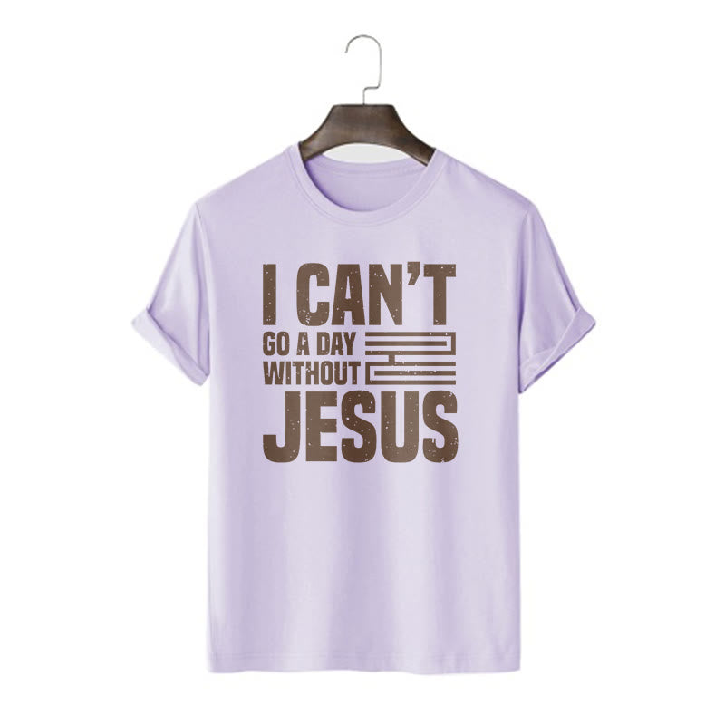 T-shirt à manches courtes Christianartworkshop avec citation « Je ne peux pas passer une journée sans Jésus » - Violet - 2XL - image 15