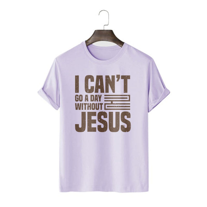 T-shirt à manches courtes Christianartworkshop avec citation « Je ne peux pas passer une journée sans Jésus » - Violet - 2XL - image 15