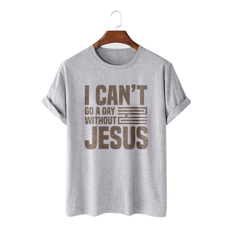T-shirt à manches courtes Christianartworkshop avec citation « Je ne peux pas passer une journée sans Jésus » - Gris - 2XL - image 18