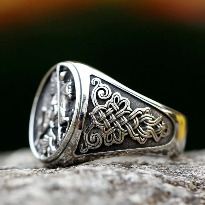 Bague en alliage avec figurine de Saint Georges Dargon style rétro classique de Christianartworkshop - image 4