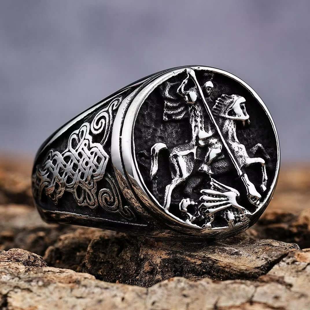 Bague en alliage avec figurine de Saint Georges Dargon style rétro classique de Christianartworkshop - US 13 - image 0
