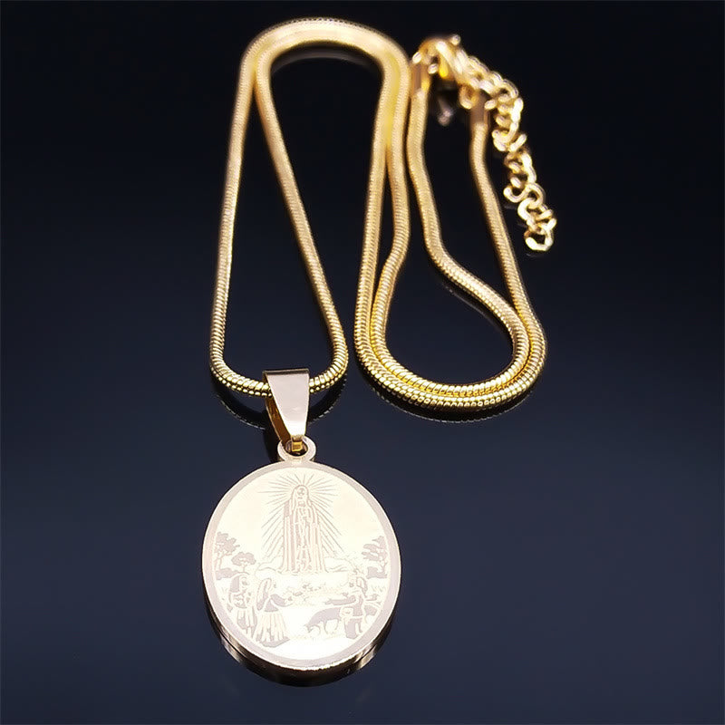 Christianartworkshop Collier pendentif Notre-Dame de Fatima de style classique, orné d'un pendentif porte-bonheur. - image 3