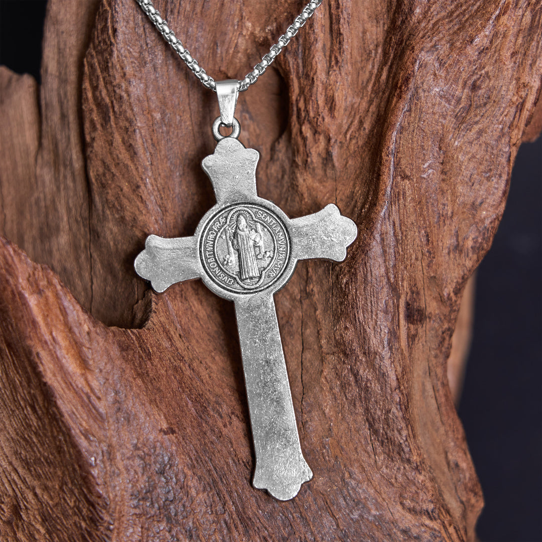 Christianartworkshop Collier pendentif en alliage avec icône de saint Benoît et crucifix de Jésus, style classique - image 2