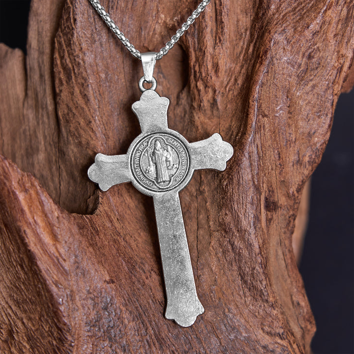 Christianartworkshop Collier pendentif en alliage avec icône de saint Benoît et crucifix de Jésus, style classique - image 2