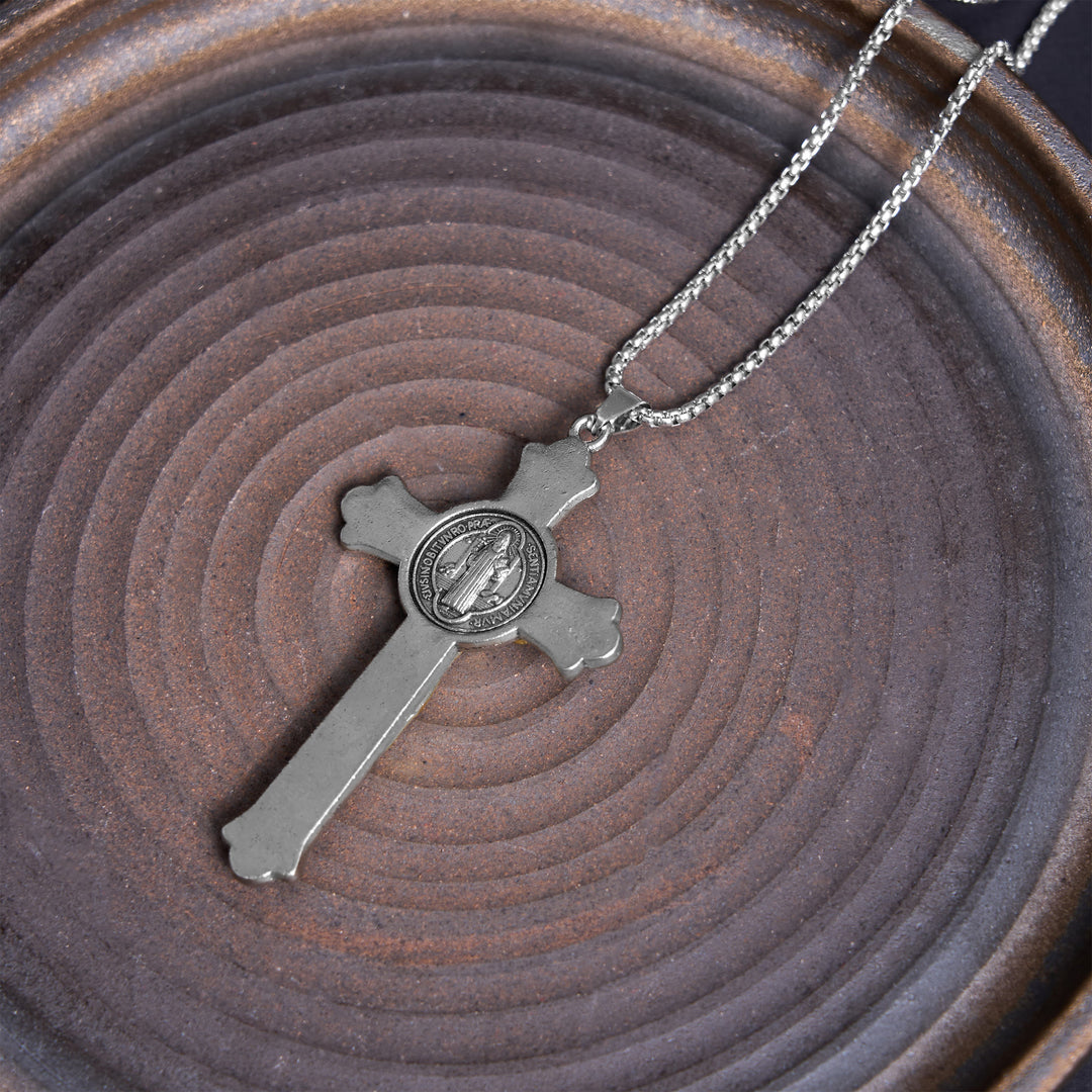 Christianartworkshop Collier pendentif en alliage avec icône de saint Benoît et crucifix de Jésus, style classique - image 4