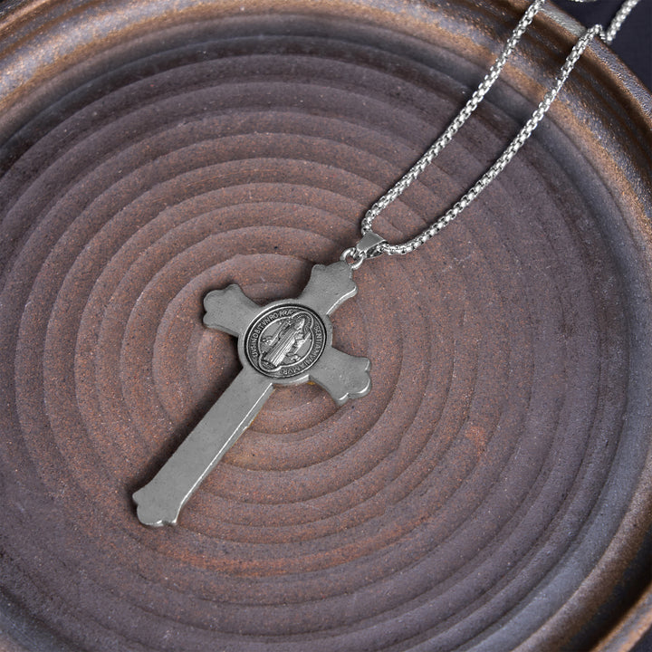 Christianartworkshop Collier pendentif en alliage avec icône de saint Benoît et crucifix de Jésus, style classique - image 4