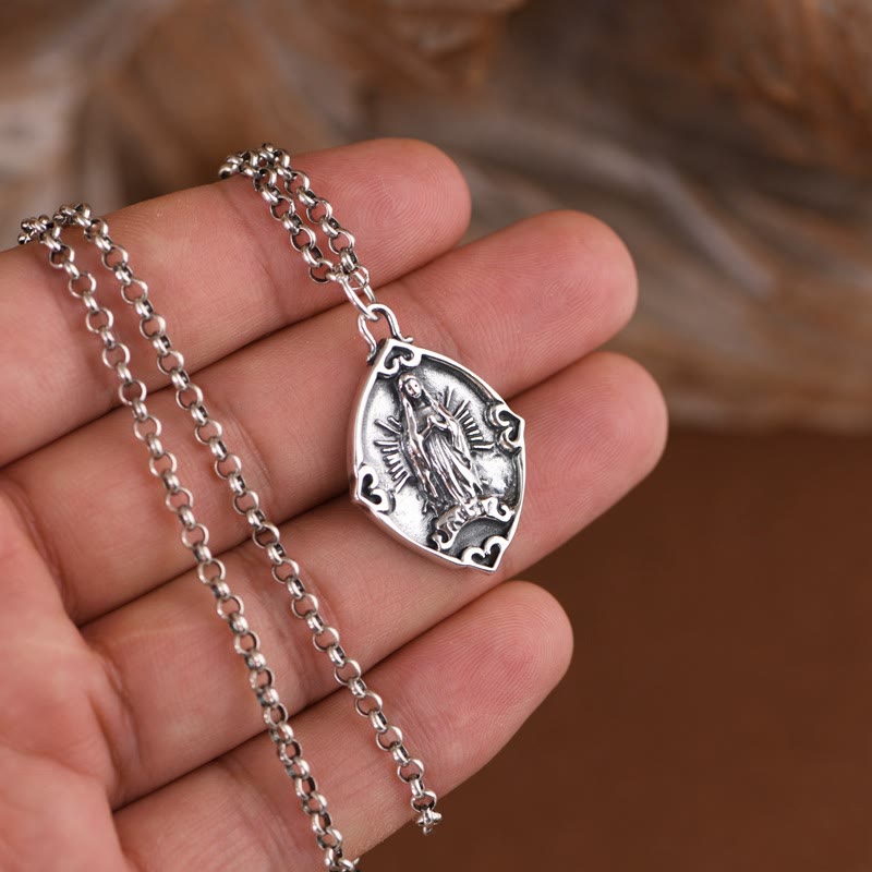 Collier pendentif Notre-Dame de Guadalupe en argent sterling, style rétro, créé par Christianartworkshop - image 6
