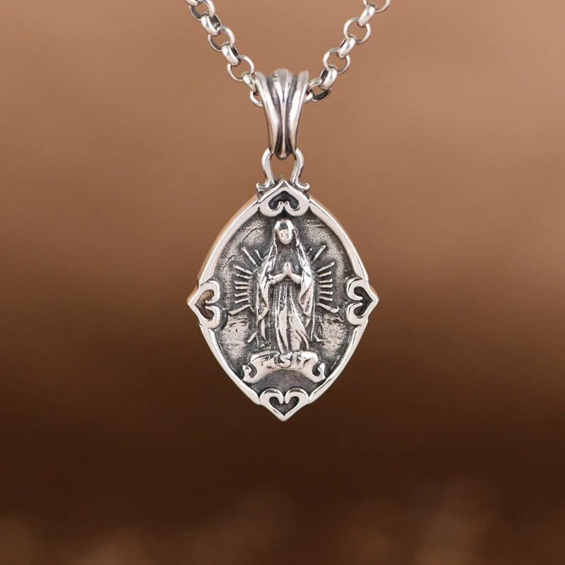 Collier pendentif Notre-Dame de Guadalupe en argent sterling, style rétro, créé par Christianartworkshop - image 4