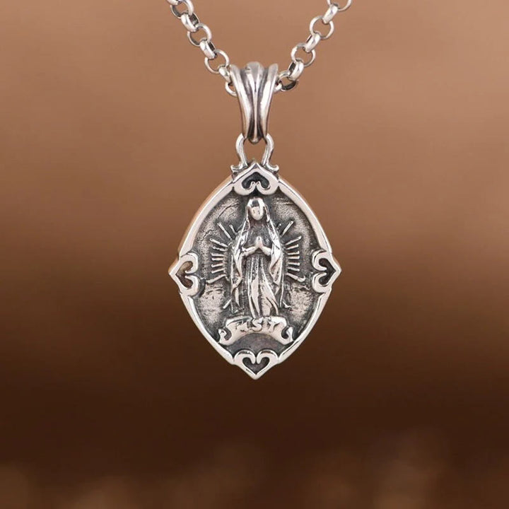 Collier pendentif Notre-Dame de Guadalupe en argent sterling, style rétro, créé par Christianartworkshop - image 4