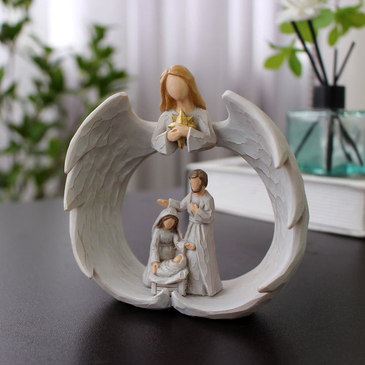 Christianartworkshop Lampe de table décorative représentant une scène de la Nativité en résine de style classique - Crèche - image 0