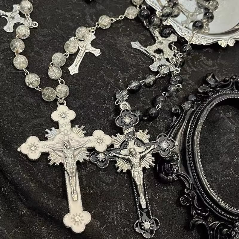 Christianartworkshop Collier pendentif crucifix mystérieux de style gothique avec chaîne clavicule - image 1