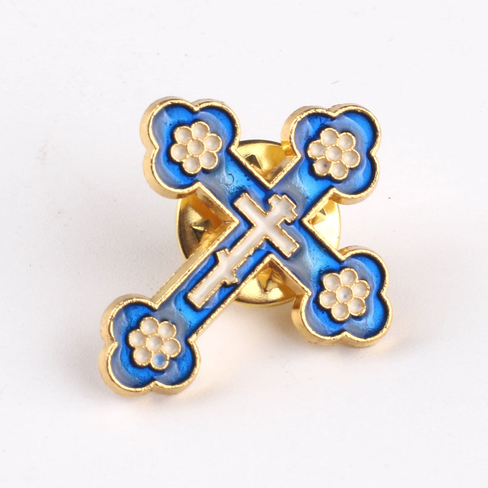 Christianartworkshop Ensemble de 4 insignes croix de pomander style rétro, broche religieuse anti-exposition - image 1