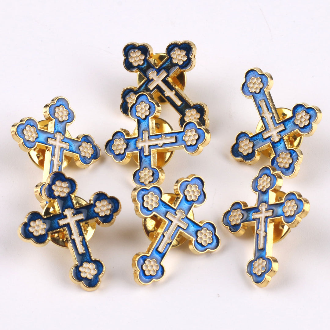 Christianartworkshop Ensemble de 4 insignes croix de pomander style rétro, broche religieuse anti-exposition - image 3