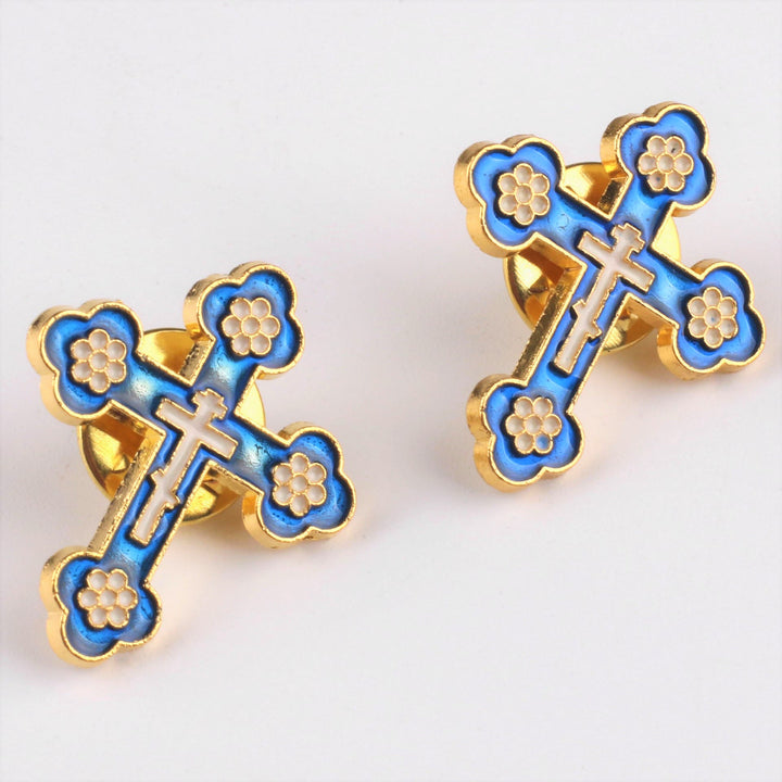Christianartworkshop Ensemble de 4 insignes croix de pomander style rétro, broche religieuse anti-exposition - Ensemble de 4 pièces - image 0