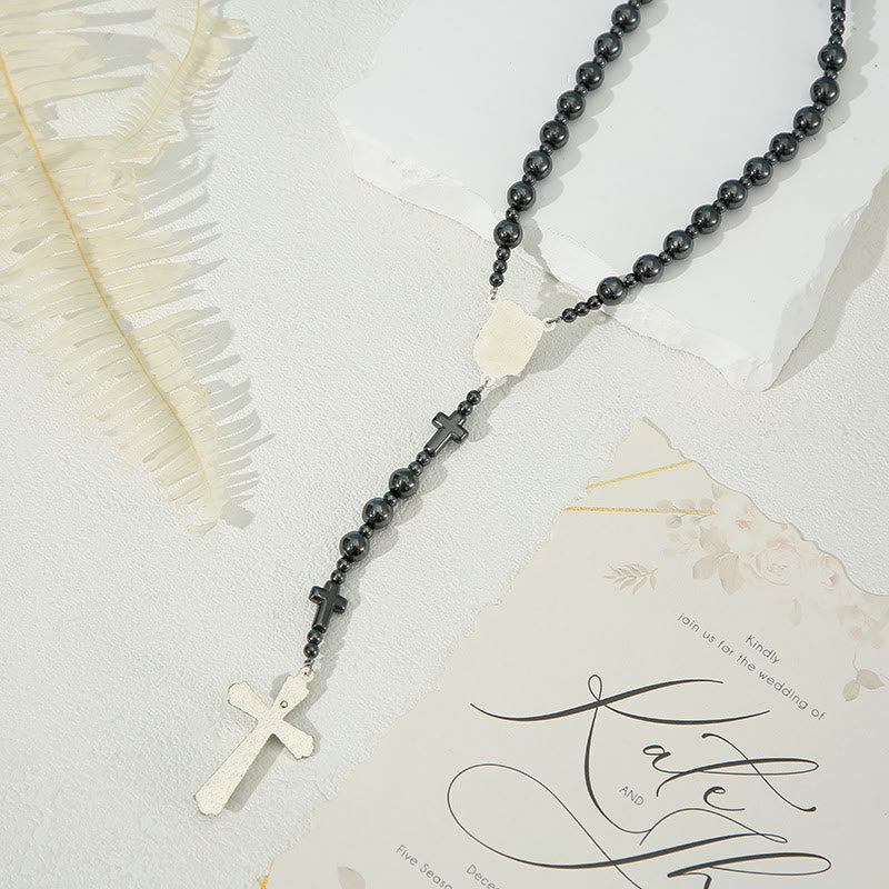 Christianartworkshop Chapelet en cordon de nylon noir rond de 8 mm, orné de la Sainte Famille et d'un crucifix - image 4