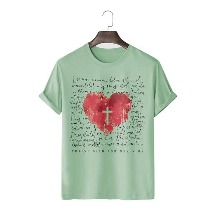 T-shirt à manches courtes Christianartworkshop Fresh Style Croix et Cœur - Vert clair - 2XL - image 11