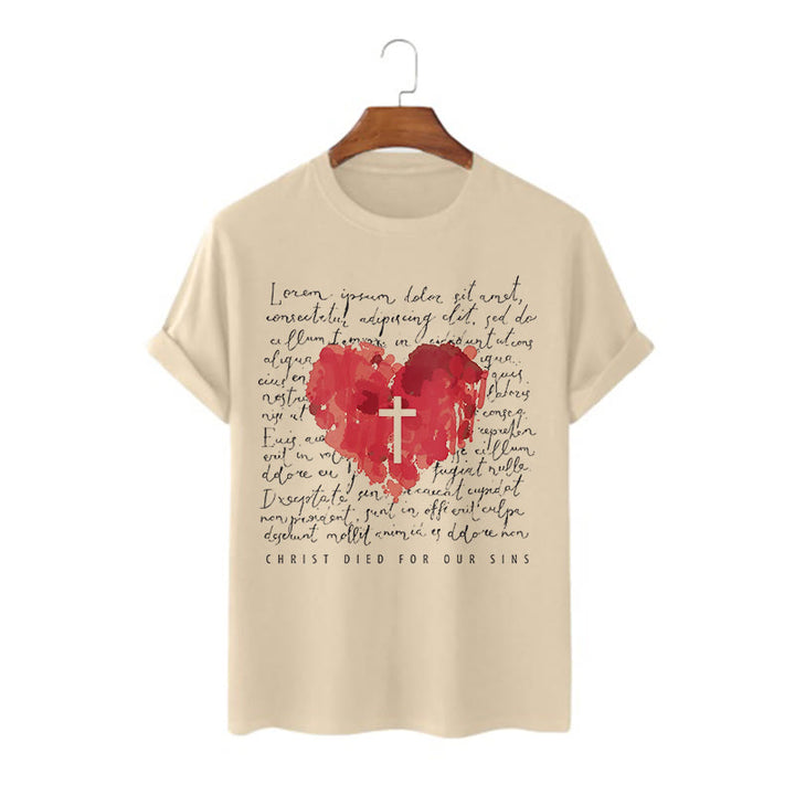 T-shirt à manches courtes Christianartworkshop Fresh Style Croix et Cœur - Kaki - 2XL - image 7
