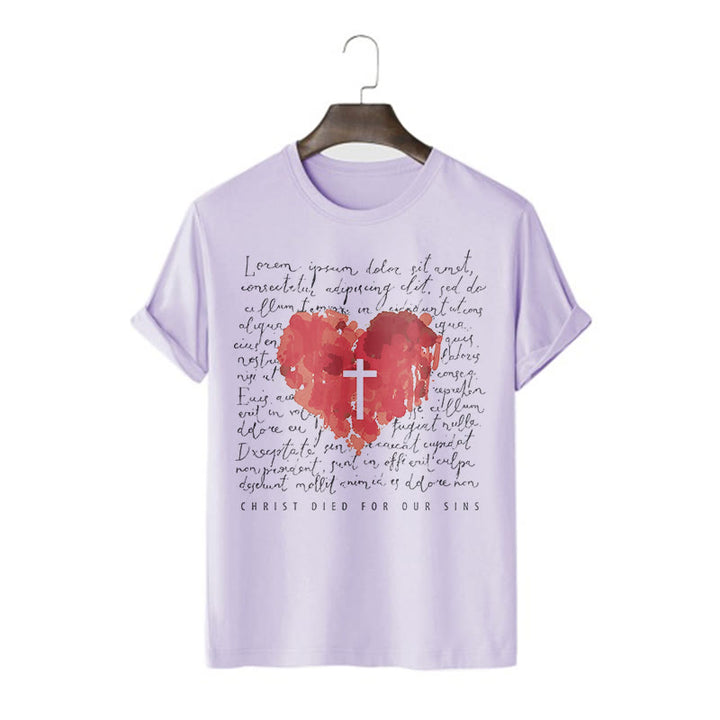 T-shirt à manches courtes Christianartworkshop Fresh Style Croix et Cœur - Violet - 2XL - image 15