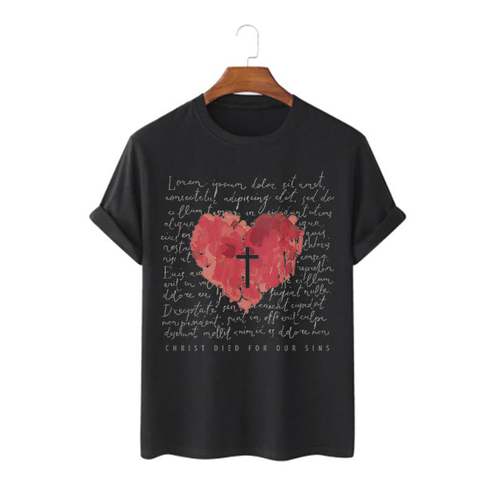 T-shirt à manches courtes Christianartworkshop Fresh Style Croix et Cœur - Noir - 2XL - image 4