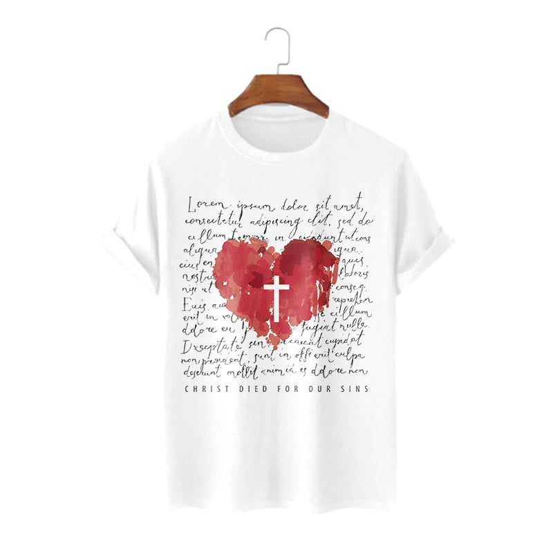 T-shirt à manches courtes Christianartworkshop Fresh Style Croix et Cœur - Blanc - 2XL - image 1