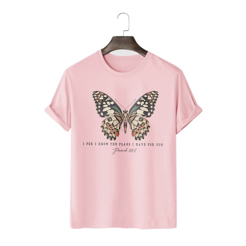 T-shirt à manches courtes Christianartworkshop style moderne avec citation papillon Jérémie 29:11 - Rose - 2XL - image 10