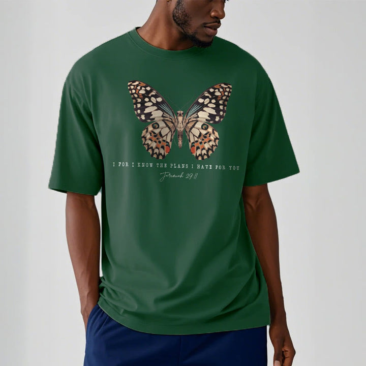 T-shirt à manches courtes Christianartworkshop style moderne avec citation papillon Jérémie 29:11 - image 7
