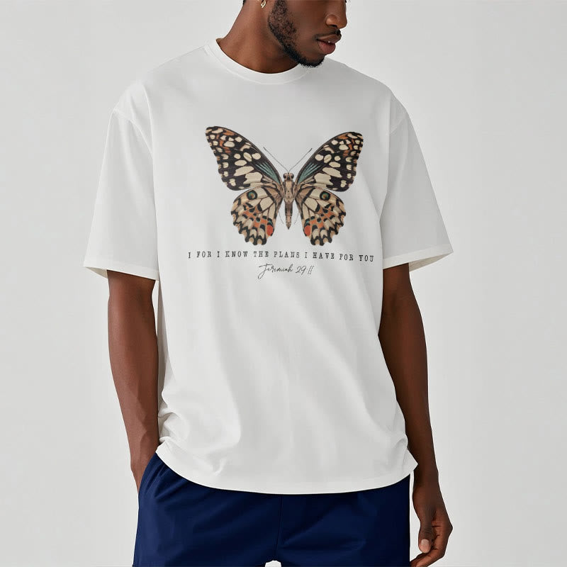 T-shirt à manches courtes Christianartworkshop style moderne avec citation papillon Jérémie 29:11 - image 3