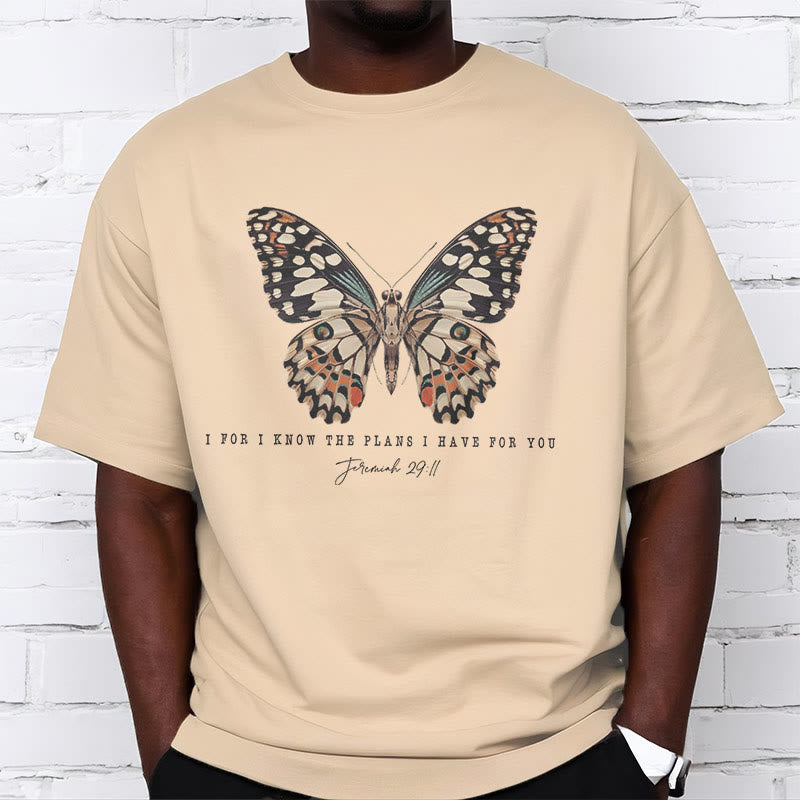 T-shirt à manches courtes Christianartworkshop style moderne avec citation papillon Jérémie 29:11 - image 5