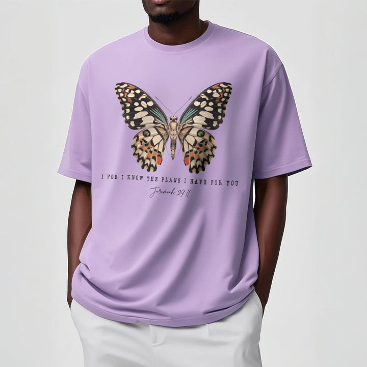 T-shirt à manches courtes Christianartworkshop style moderne avec citation papillon Jérémie 29:11 - image 13