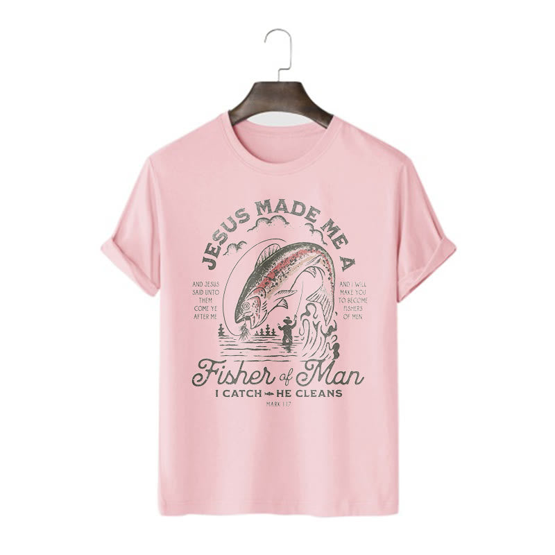 T-shirt à manches courtes Christianartworkshop Citation Style Jésus a fait de moi un pêcheur d'hommes - Rose - 2XL - image 11