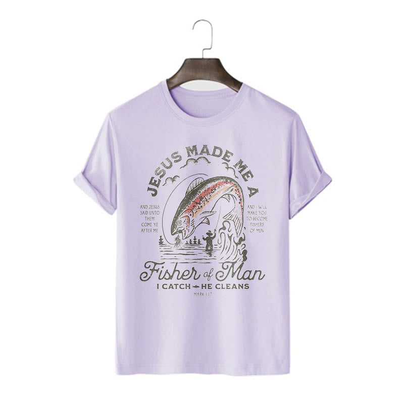 T-shirt à manches courtes Christianartworkshop Citation Style Jésus a fait de moi un pêcheur d'hommes - Violet - 2XL - image 13