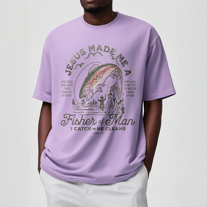 T-shirt à manches courtes Christianartworkshop Citation Style Jésus a fait de moi un pêcheur d'hommes - image 14