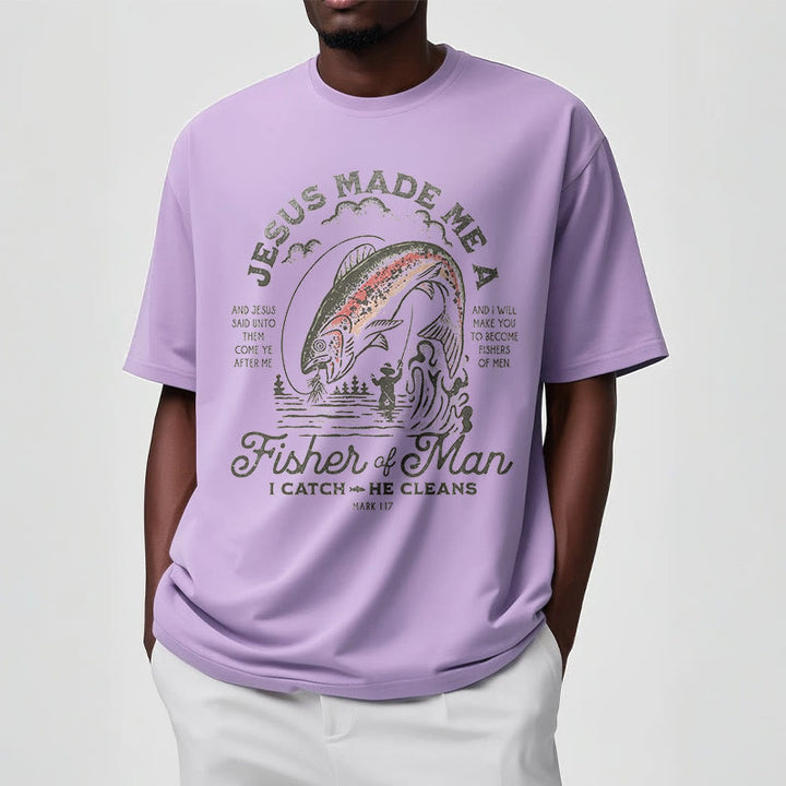 T-shirt à manches courtes Christianartworkshop Citation Style Jésus a fait de moi un pêcheur d'hommes - image 14