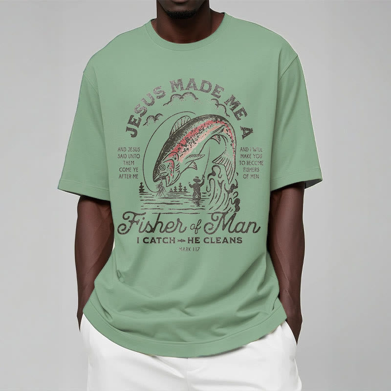 T-shirt à manches courtes Christianartworkshop Citation Style Jésus a fait de moi un pêcheur d'hommes - image 10
