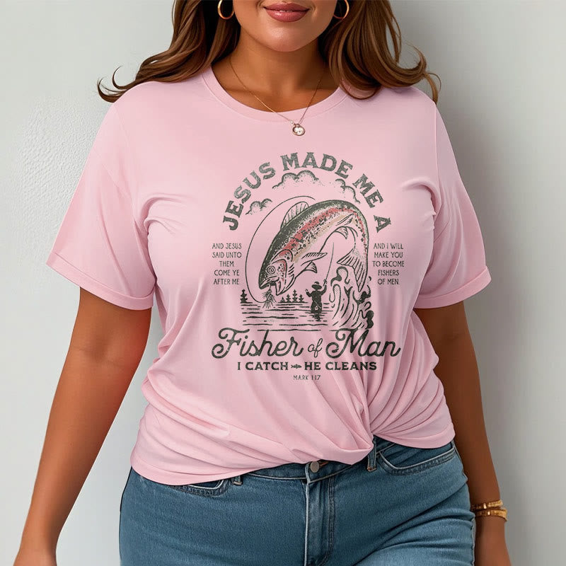 T-shirt à manches courtes Christianartworkshop Citation Style Jésus a fait de moi un pêcheur d'hommes - image 12