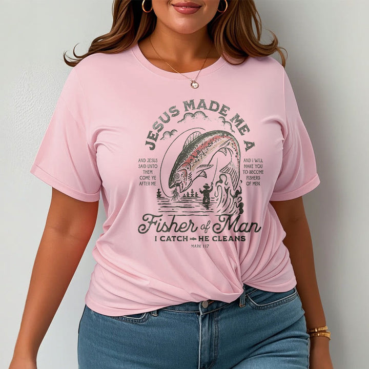 T-shirt à manches courtes Christianartworkshop Citation Style Jésus a fait de moi un pêcheur d'hommes - image 12