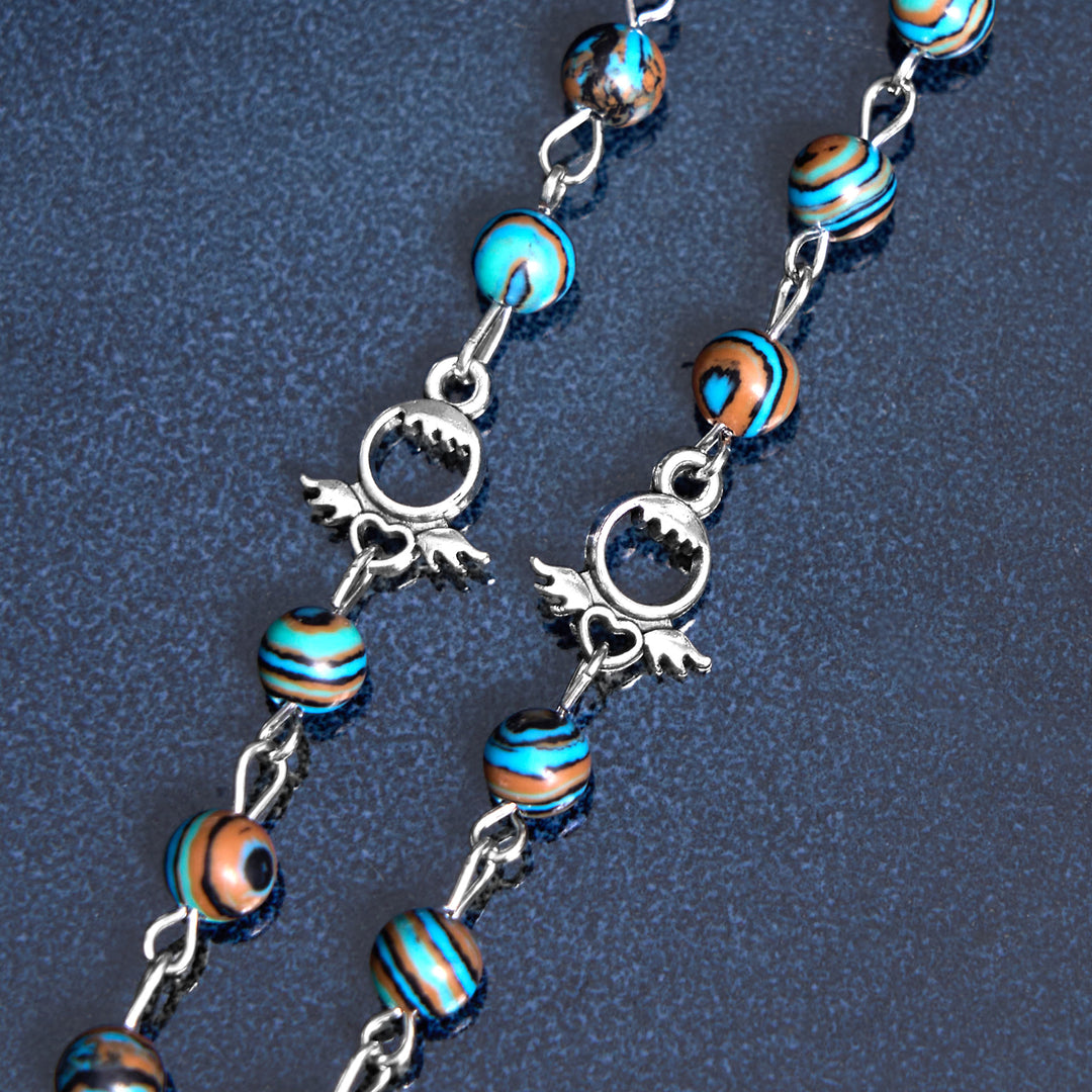 Christianartworkshop Médaille miraculeuse et crucifix en alliage de malachite verte ronde de 6 mm, chapelet - image 6