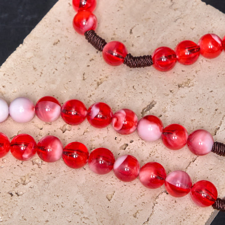 Christianartworkshop Cœur Immaculé de Marie et crucifix d'un chapelet rond de 10 mm en cordon de nylon acrylique rouge - image 4