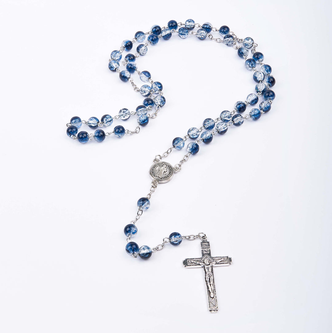 Christianartworkshop Chapelet/bracelet en acrylique bleu avec médaille et crucifix de style classique Saint Benoît - image 6