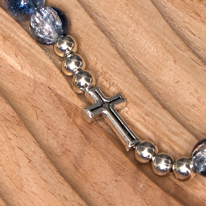 Christianartworkshop Chapelet/bracelet en acrylique bleu avec médaille et crucifix de style classique Saint Benoît - image 9