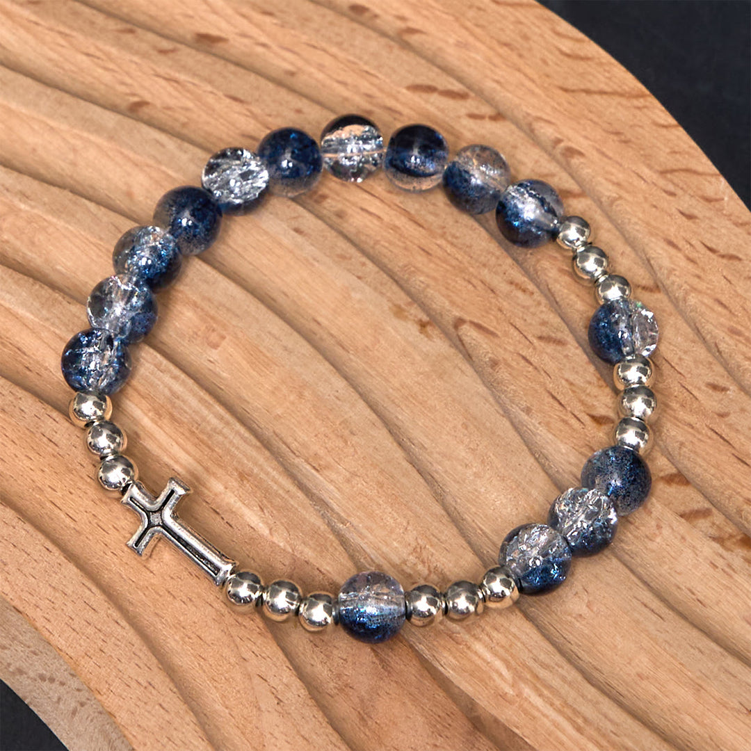 Christianartworkshop Chapelet/bracelet en acrylique bleu avec médaille et crucifix de style classique Saint Benoît - image 7