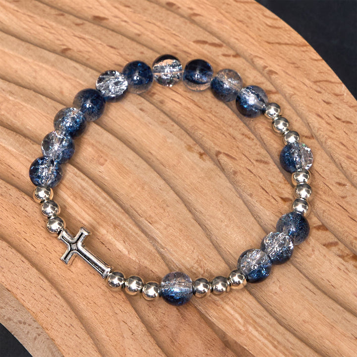 Christianartworkshop Chapelet/bracelet en acrylique bleu avec médaille et crucifix de style classique Saint Benoît - image 7