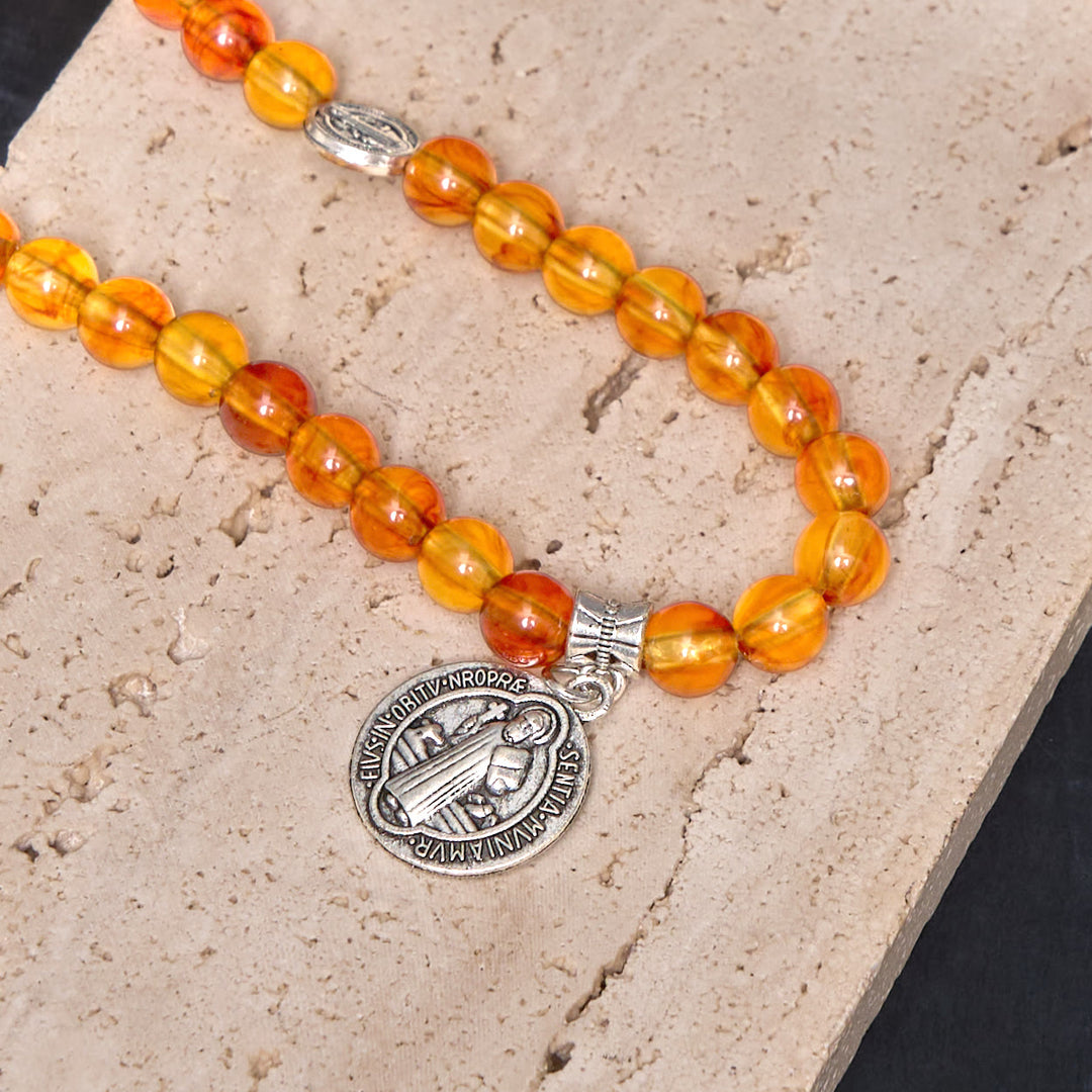 Christianartworkshop Bracelet chapelet de style classique avec médaille de Saint Benoît - image 4