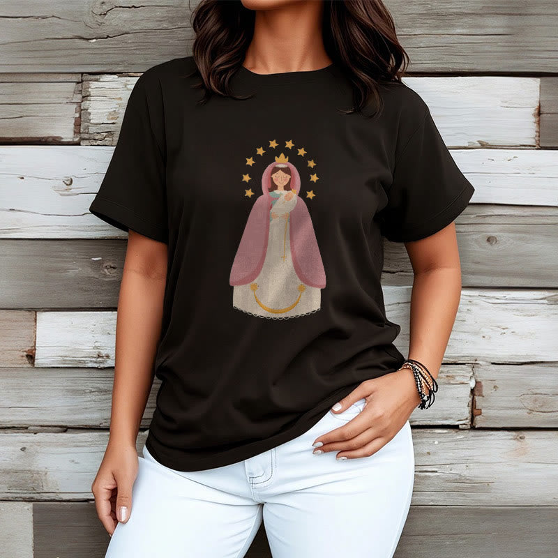 T-shirt à manches courtes Christianartworkshop style minimaliste Vierge Marie et Enfant - image 1