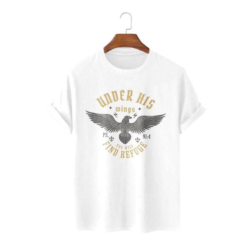 T-shirt à manches courtes Christianartworkshop Style moderne Sous ses ailes, tu trouveras refuge - Blanc - 2XL - image 2