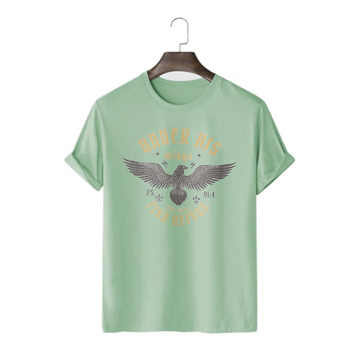 T-shirt à manches courtes Christianartworkshop Style moderne Sous ses ailes, tu trouveras refuge - Vert clair - 2XL - image 9
