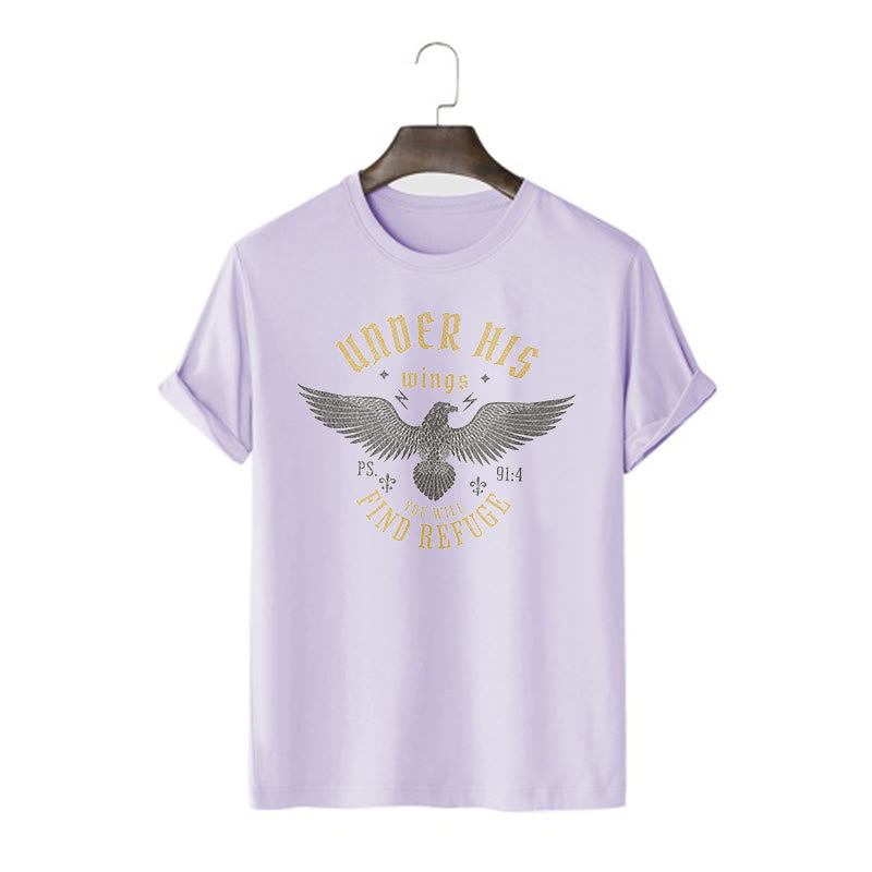 T-shirt à manches courtes Christianartworkshop Style moderne Sous ses ailes, tu trouveras refuge - Violet - 2XL - image 13