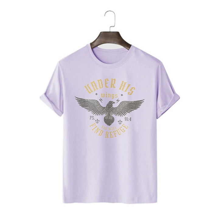 T-shirt à manches courtes Christianartworkshop Style moderne Sous ses ailes, tu trouveras refuge - Violet - 2XL - image 13
