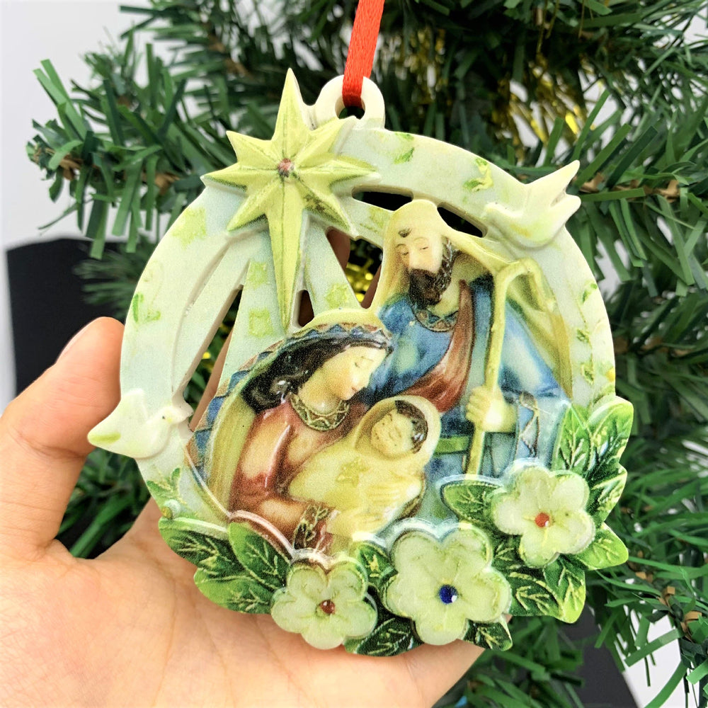 Christianartworkshop Crèche de Noël stéréo en résine, style classique coloré, décorations suspendues - image 1